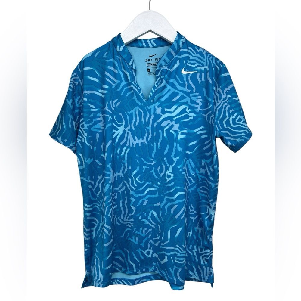 Nike Dri Fit Blue Polo Performance Top Girls Medium